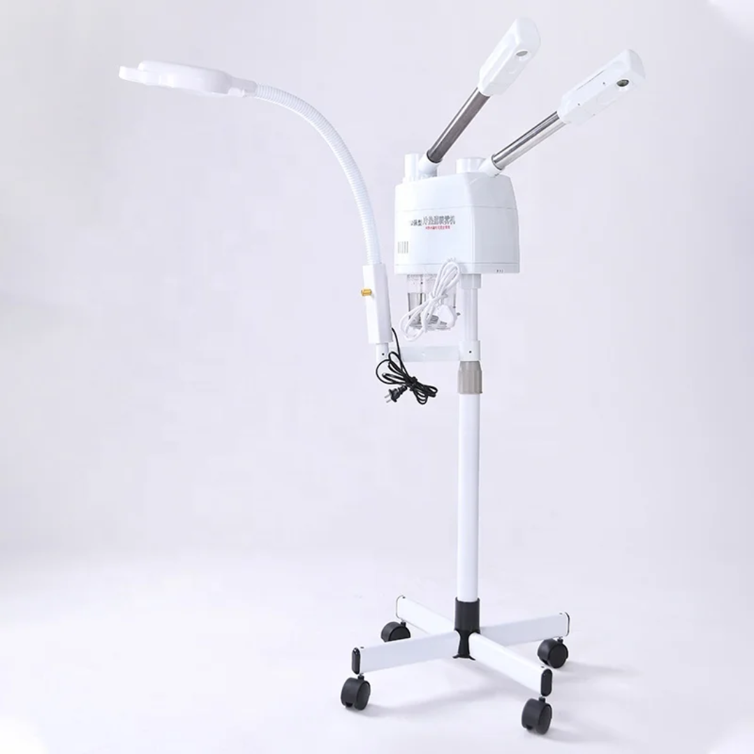 3 in 1 Hot And Cold 2 Spray-Heads Face Steamer With 8X Magnifying Lamp Ring Light Vapor Ozone Facial Vaporizer For Salon - Image 3